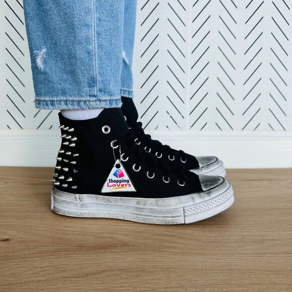 ❤️Rare Converse Chuck 70 Hi Womens Shoes Sz 5 Studded Sneaker Edge Punk A07207C - Picture 4 of 13